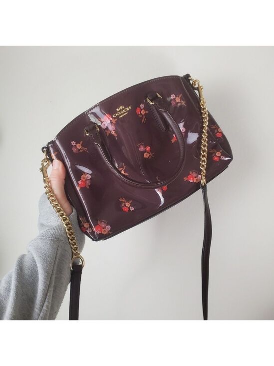 Coach Handbags - COACH Sage Carryall Oxblood Maroon Bouquet Print Small Handbag Purse